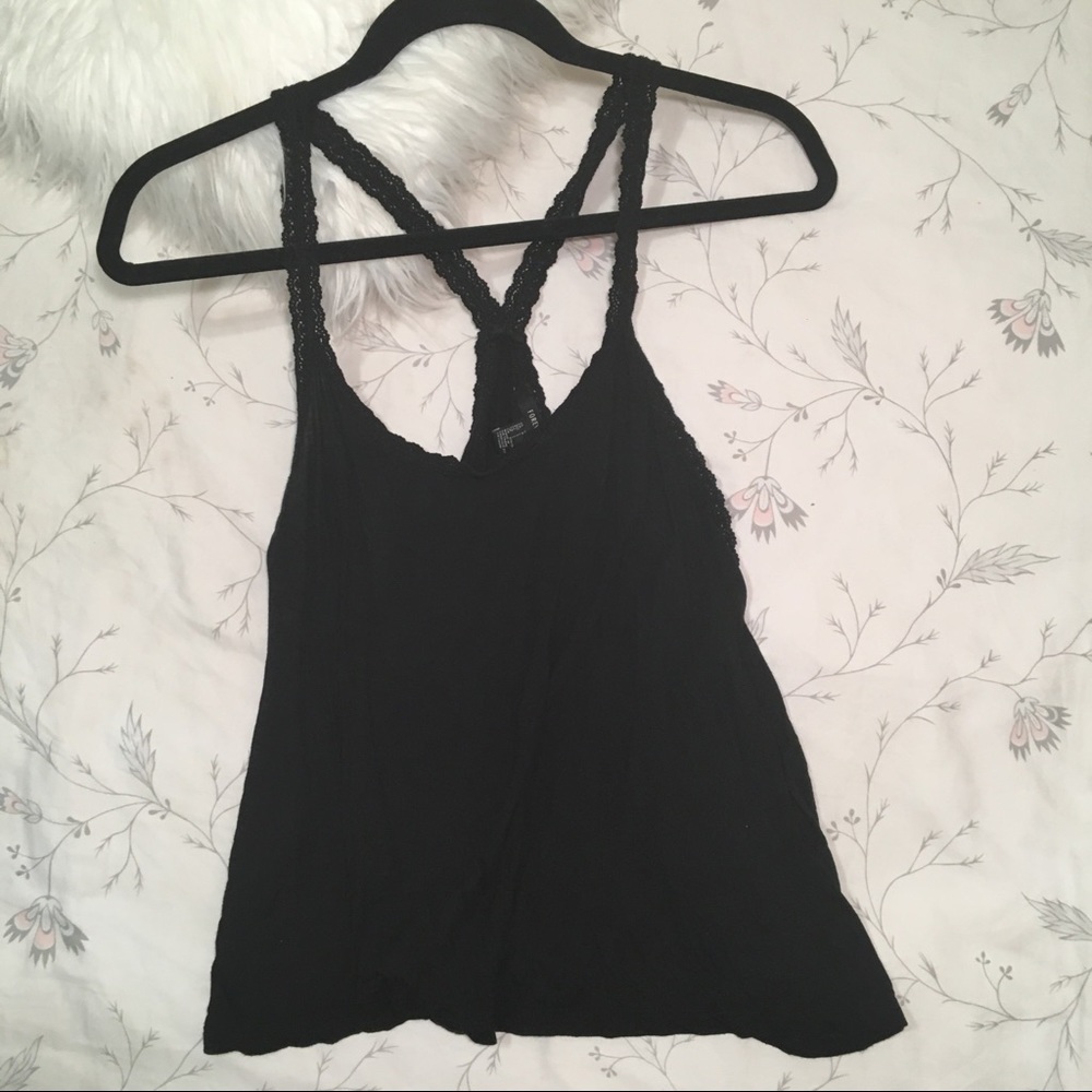 Cute black tank top with lacy straps